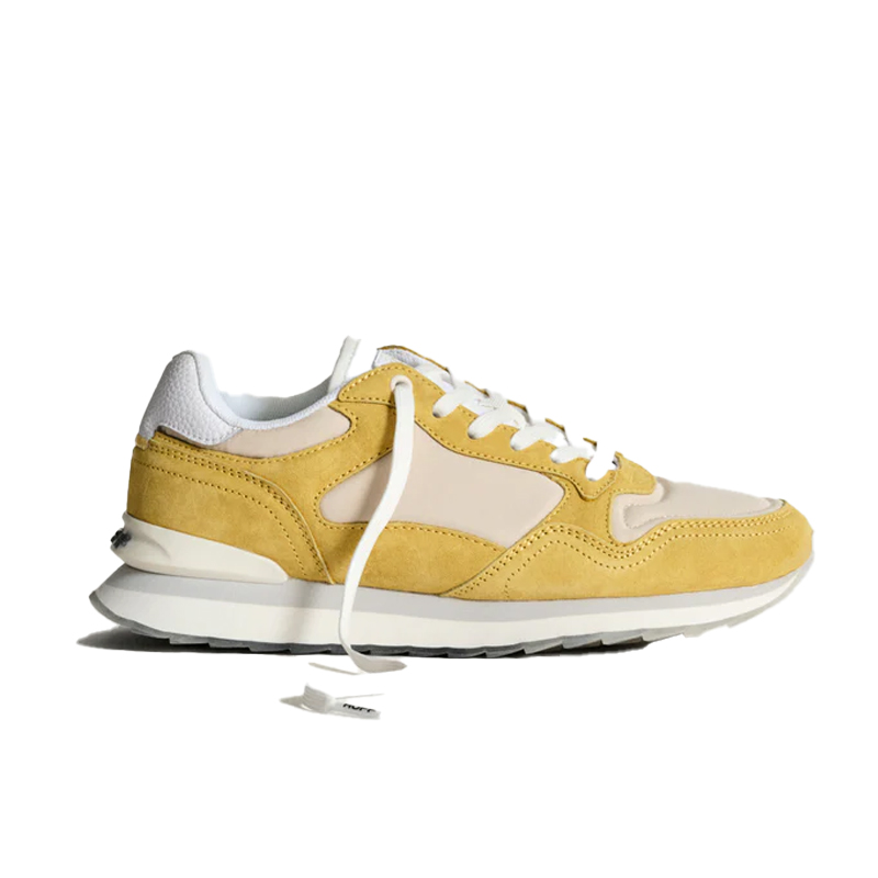yellow suede trainers with mesh panels, Hoff