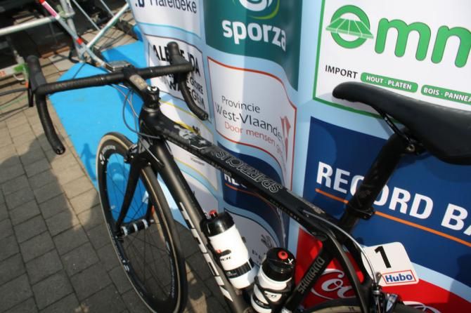 Fabian Cancellara's bike awaits for his return from the stage