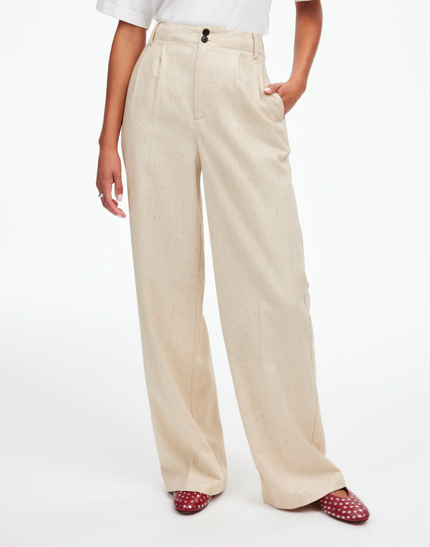 MW, The Harlow Wide-Leg Pant in Herringbone Italian Fabric