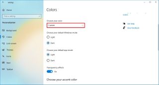 Windows 10 custom color mode