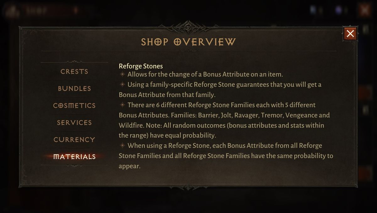 Diablo Immortal shop screens