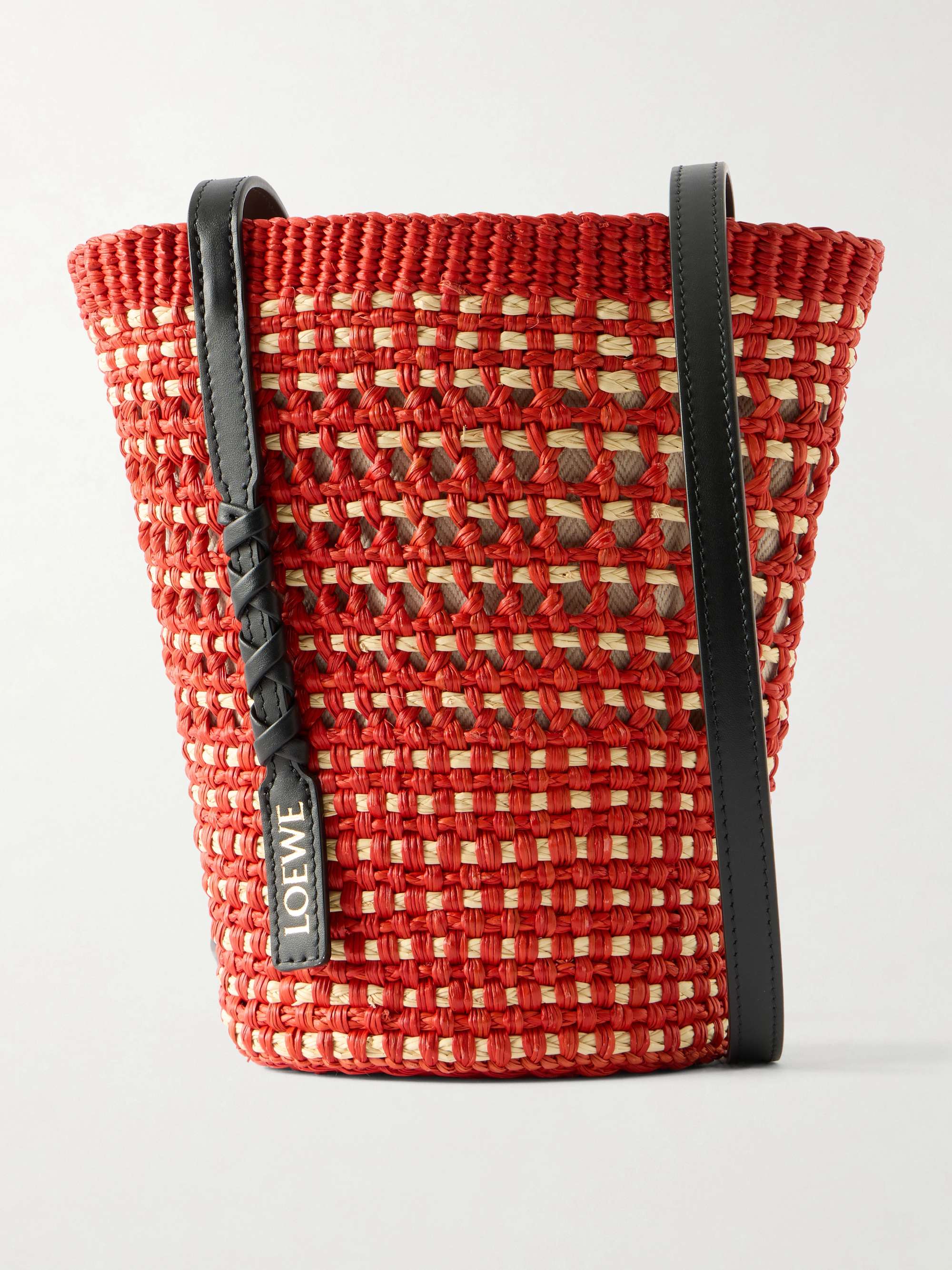 + Paula's Ibiza Braid Leather-Trimmed Raffia Shoulder Bag