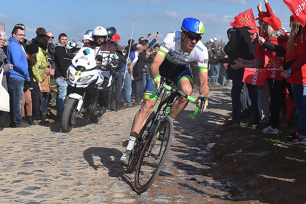 Mat Hayman looking calm over the pave