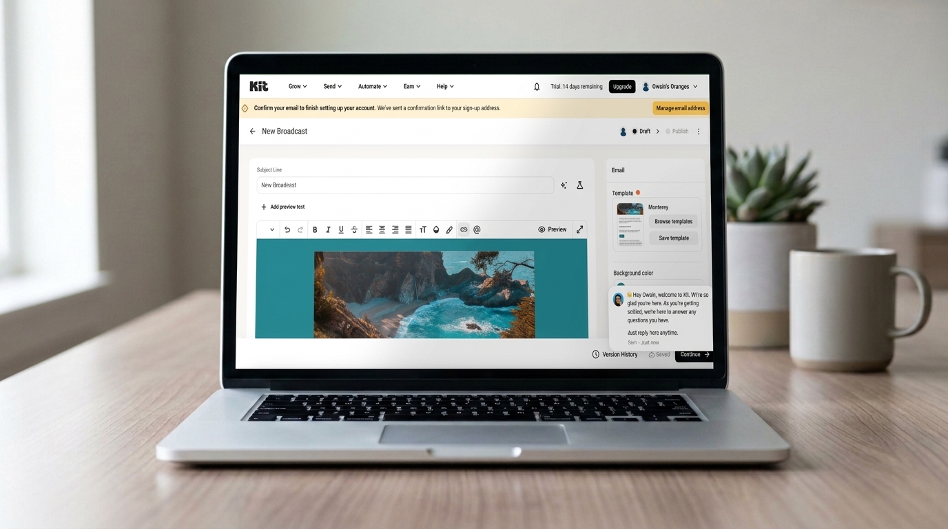 Kit email marketing platform on a mac