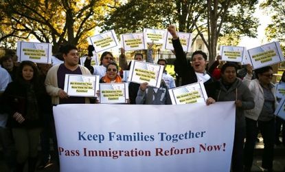 Pro-immigration reform protesters demonstrate in front of the White House on Nov. 8.