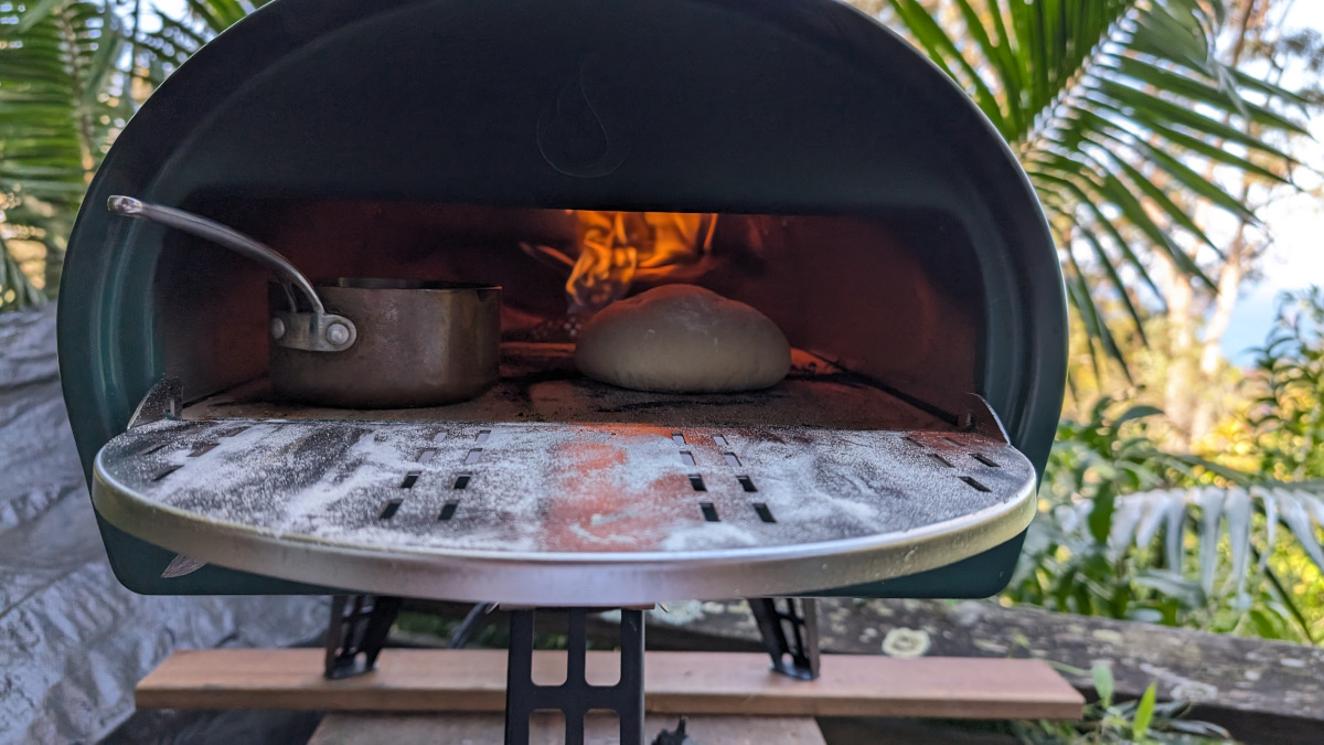 Roccbox pizza oven cooking pizza and bread