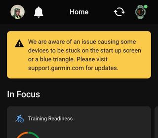 Garmin Connect warning