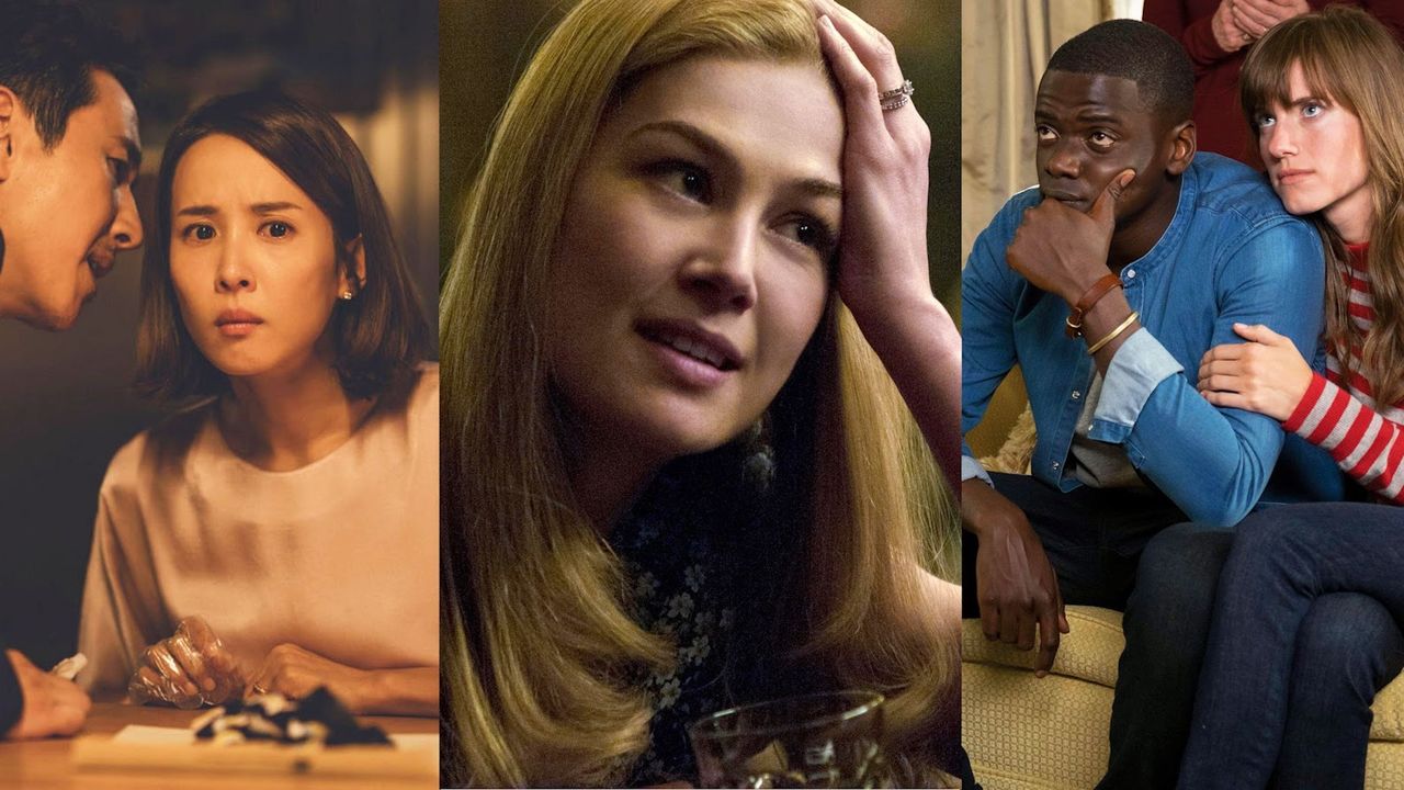 rosamund pike in gone girl, daniel kaluuya and alison williams in get out, and other plot twist movies