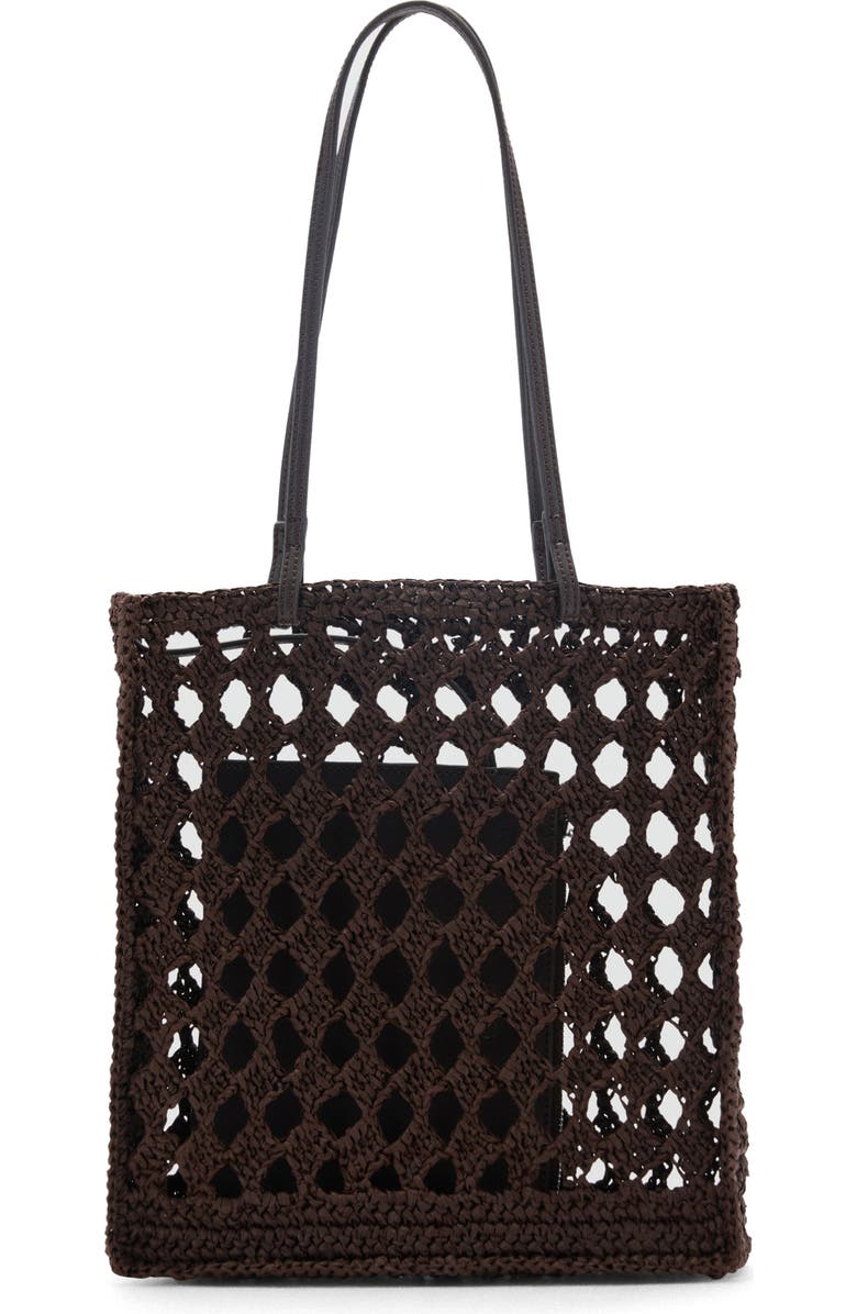 Openwork Crochet Straw Shopper
