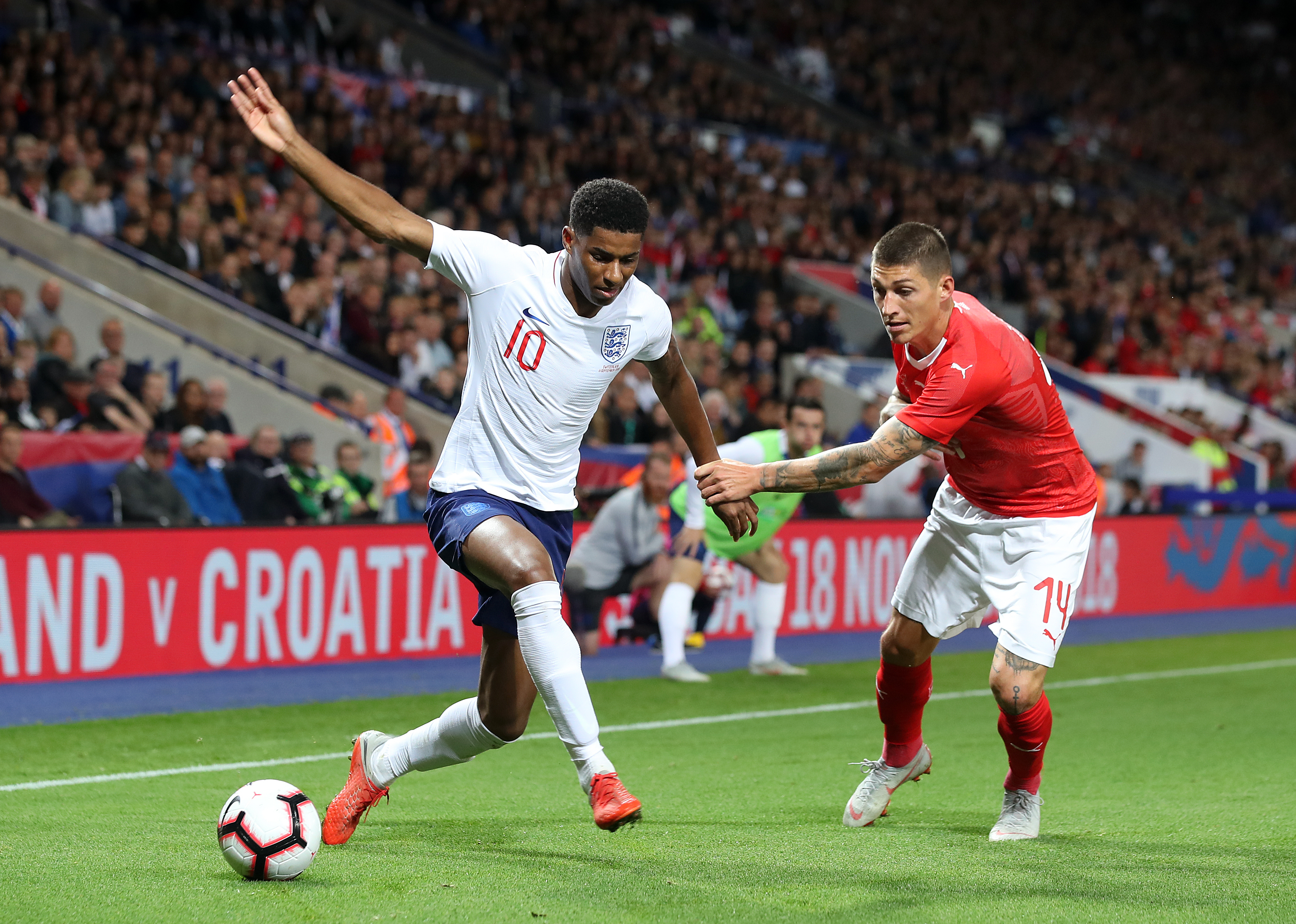 England forward Marcus Rashford (left) (PA)
