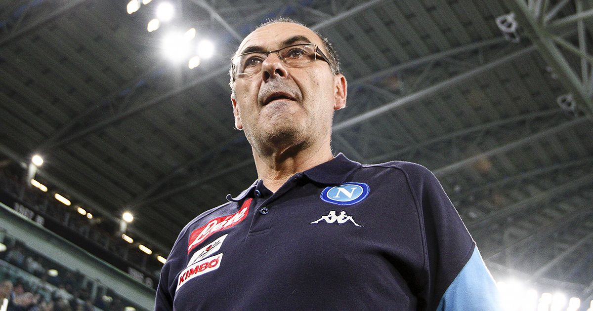 Napoli coach Maurizio Sarri during the Serie A football match on 22/04/2018 at the Allianz Stadium in Turin, Italy.