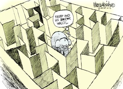 Political Cartoon U.S. Trump Walls GOP 2016