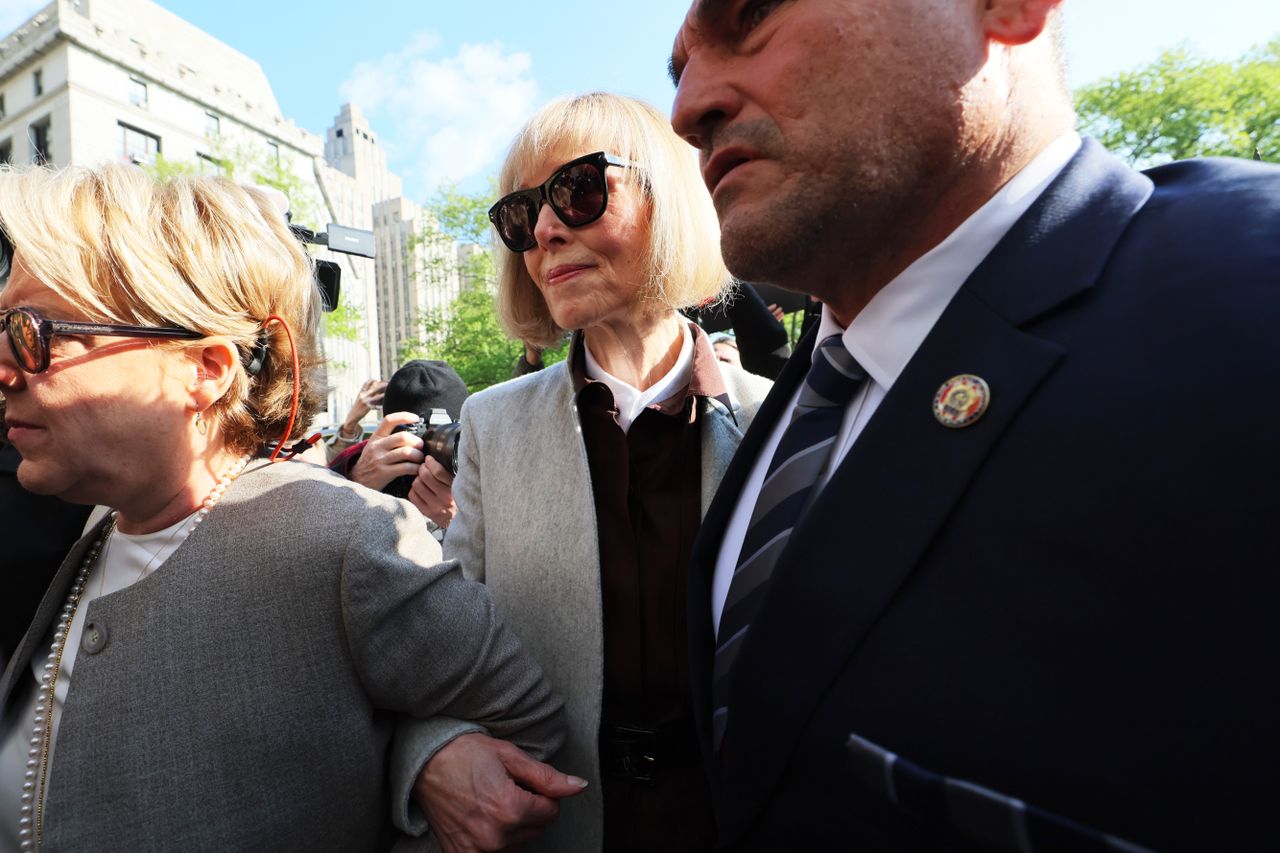  E. Jean Carroll outside the court where her civil trial against Trump is taking place