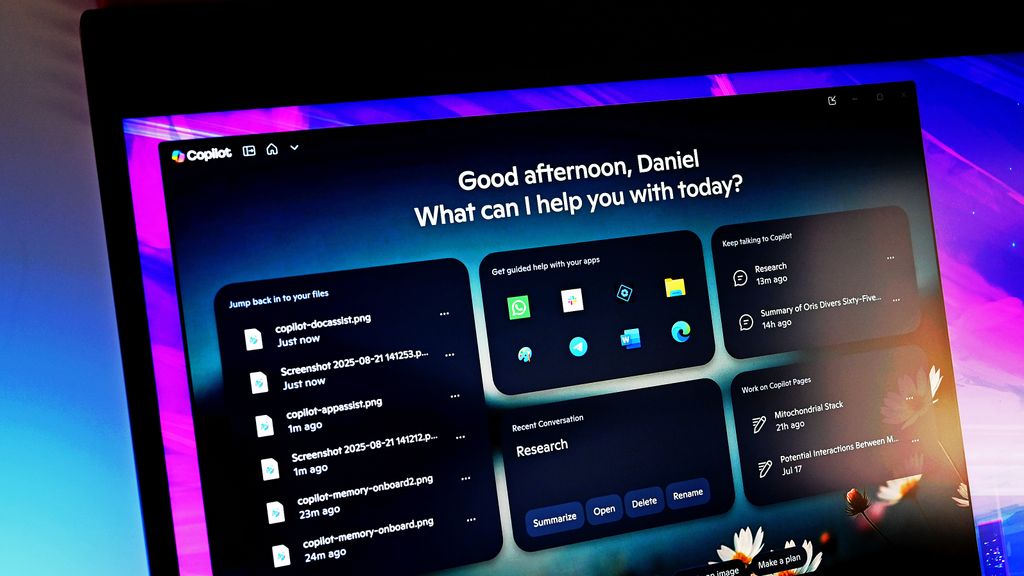 Snapshot of the Copilot app's new features for Windows 11 (August 2025).