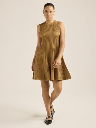 Scoop, Scoop Women’s & Women's Plus Metallic Knit Mini Flare Dress, Sizes Xs-4x