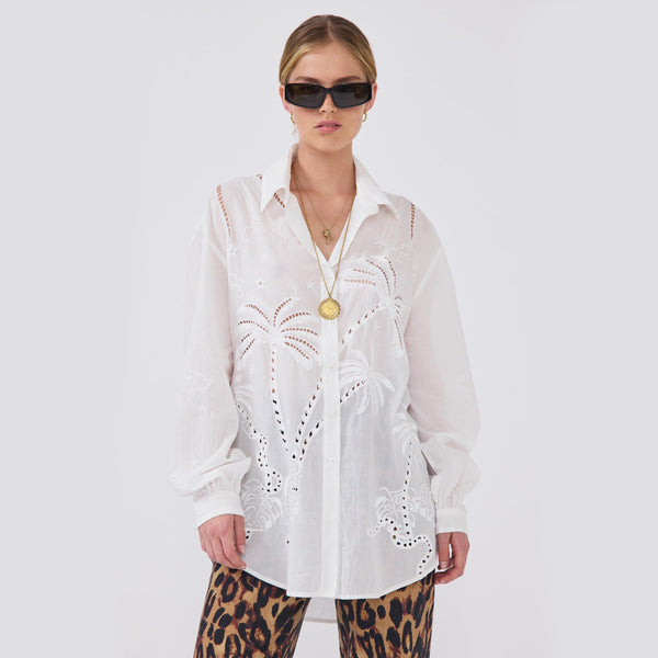 Eden Palm Shirt White