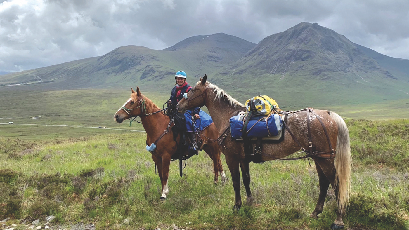 Places to ride in Scotland: long-distance rider Claire Scott at Glencoe in the Highlands
