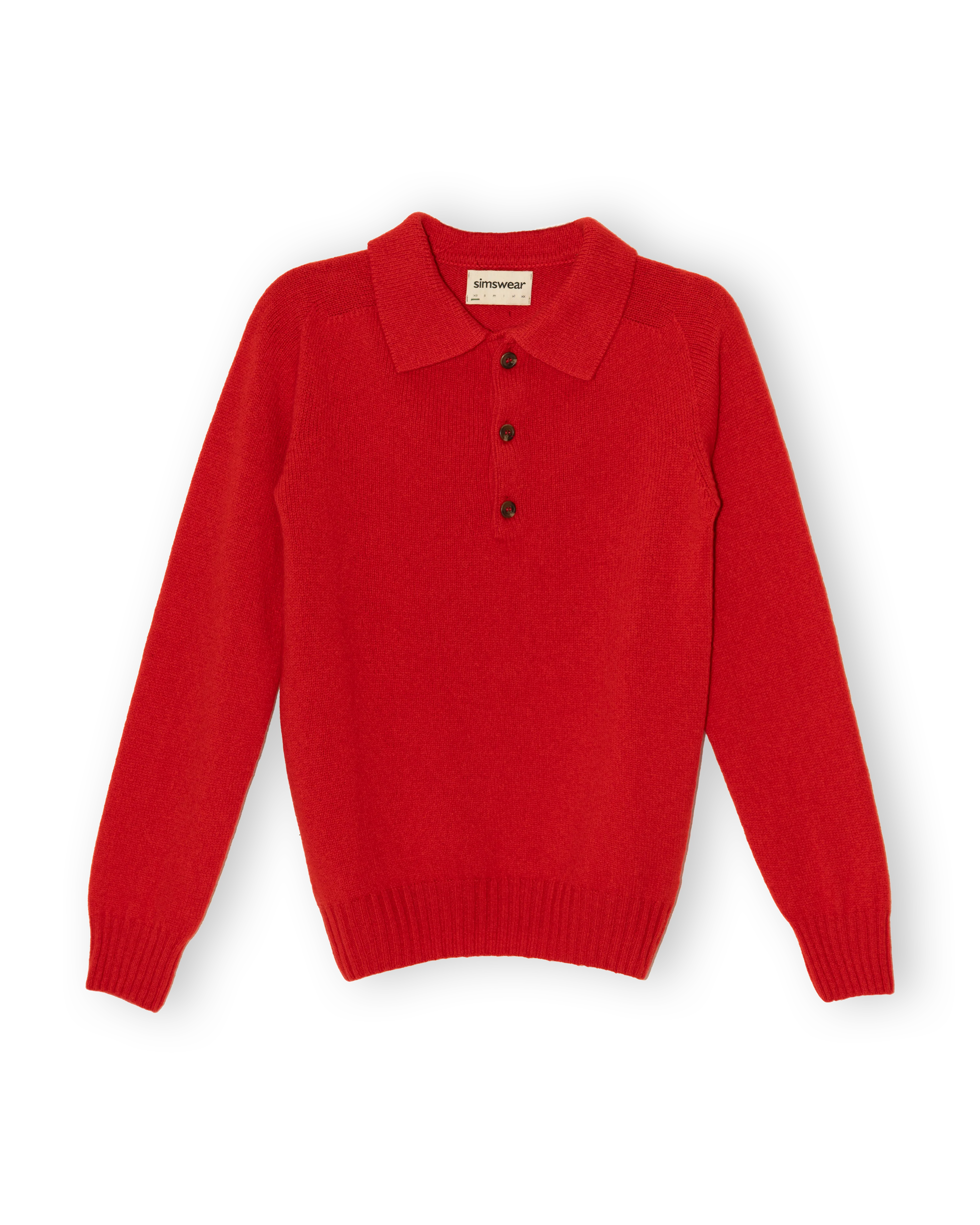 A red knitted polo jumper