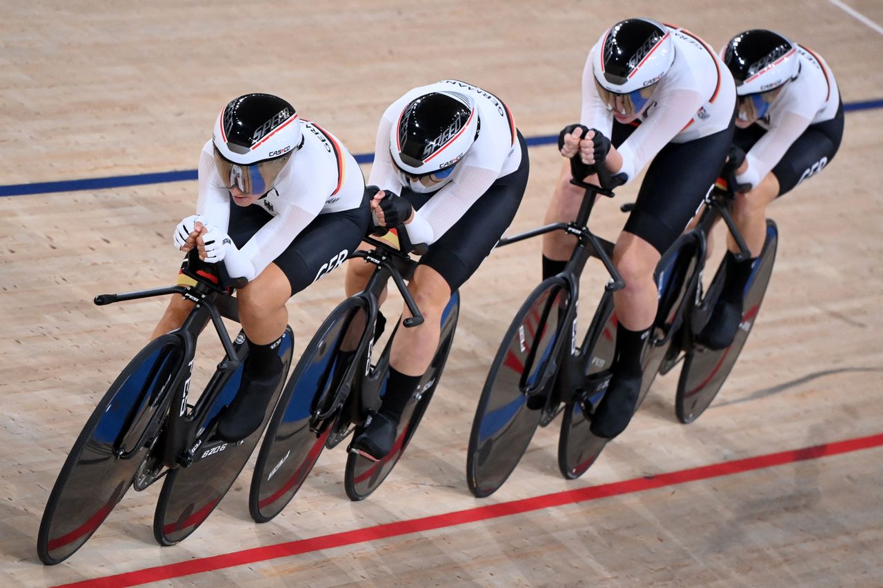 The German womens team pursuit squad at the Tokyo Olympics