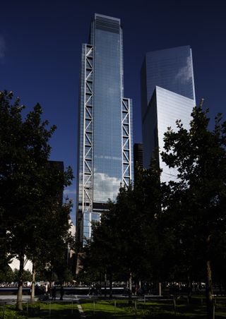 Three World Trade Center by Rogers Stirk Harbour + Partners, as viewed from 9/11 Memorial Park