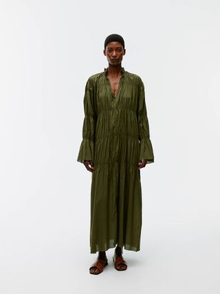 Smock Maxi Dress - Dark Green - Arket Gb