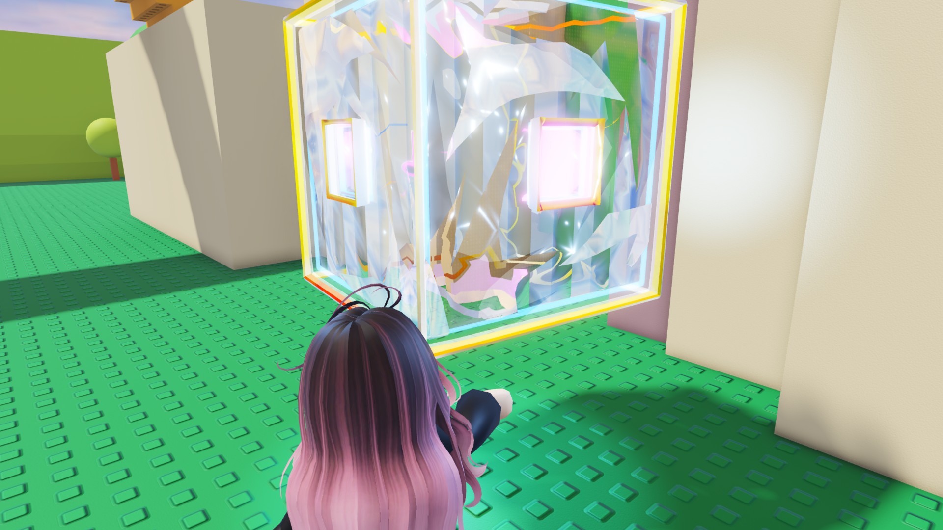 A player touches a large 3D Roblox Tilt icon in the Roblox The Hunt 20 hub.