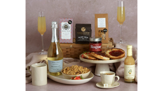 A selection of luxe products from the Valentine's Breakfast Hamper for Two from Hampers.com, one of the best Valentine's Day hampers 2022