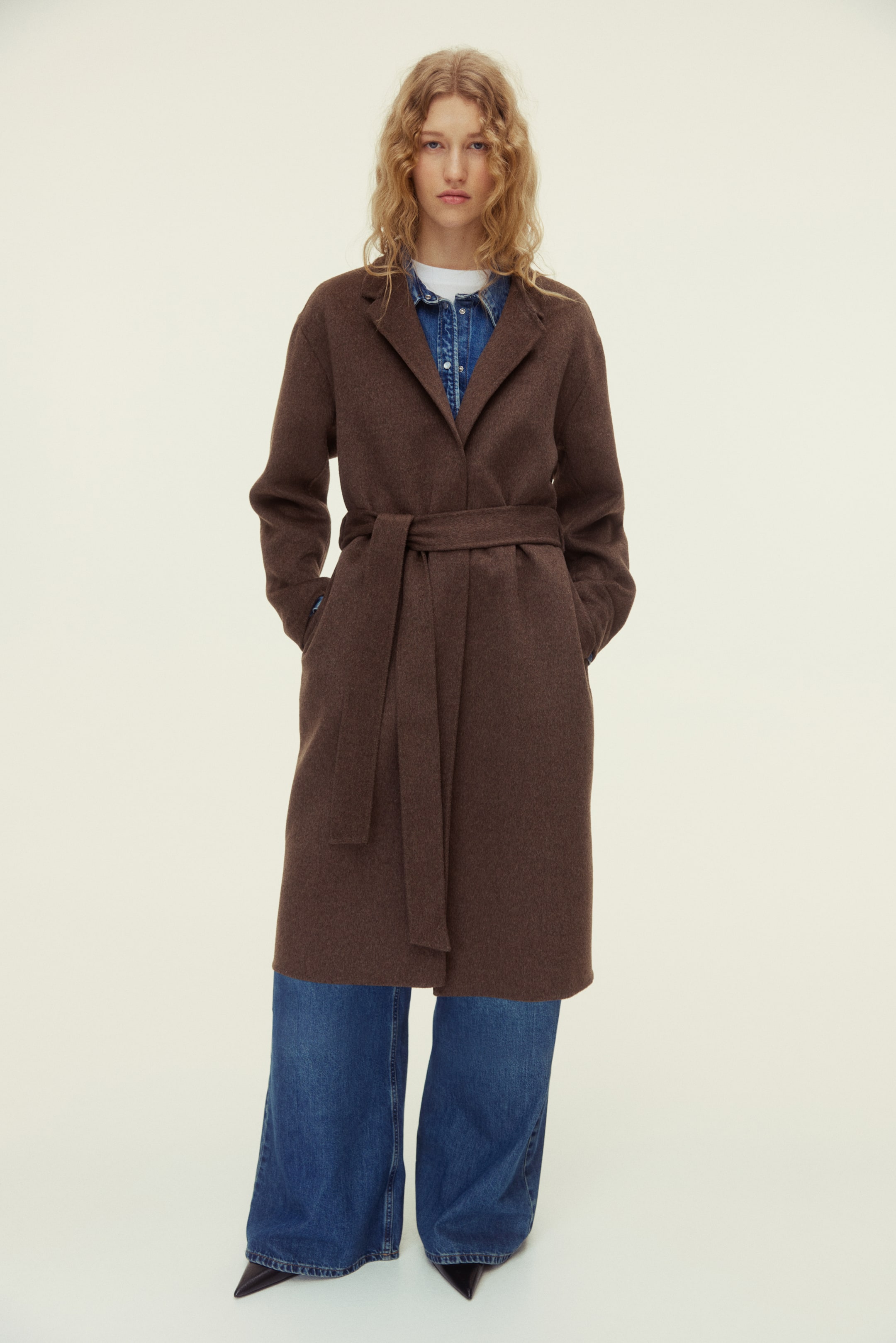 Handmade Wool-Blend Coat - Brown