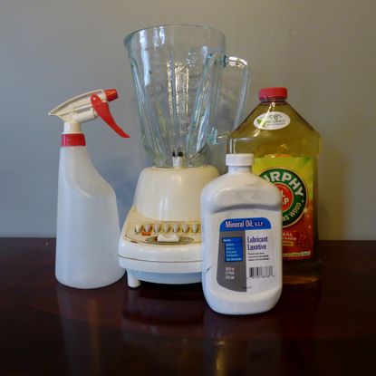 Blender And Ingredients To Make White Oil