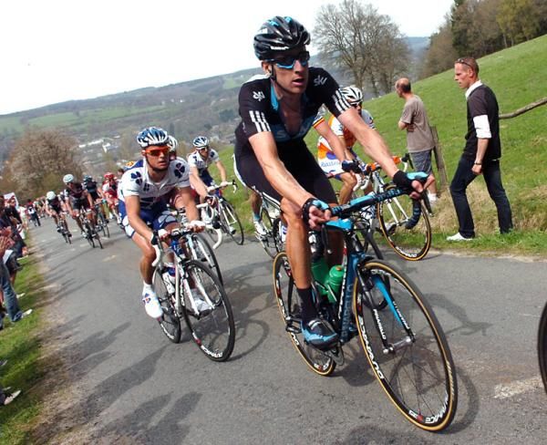 Bradley Wiggins (Sky) climbs the C&ocirc;te de Stockeu.