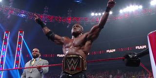 Bobby Lashley celebrating a recent victory on Monday Night Raw