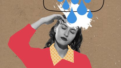Chronic stress concept with cloud against woman's head
