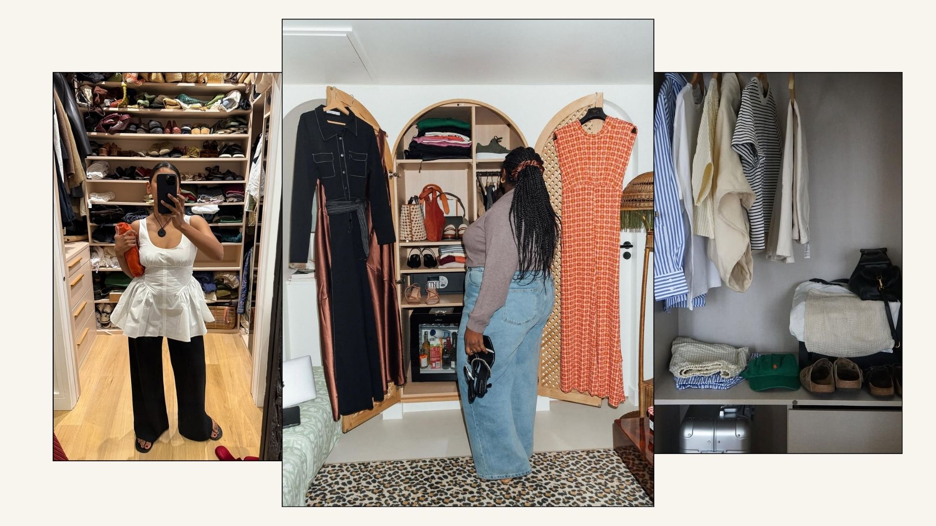 Three different closets