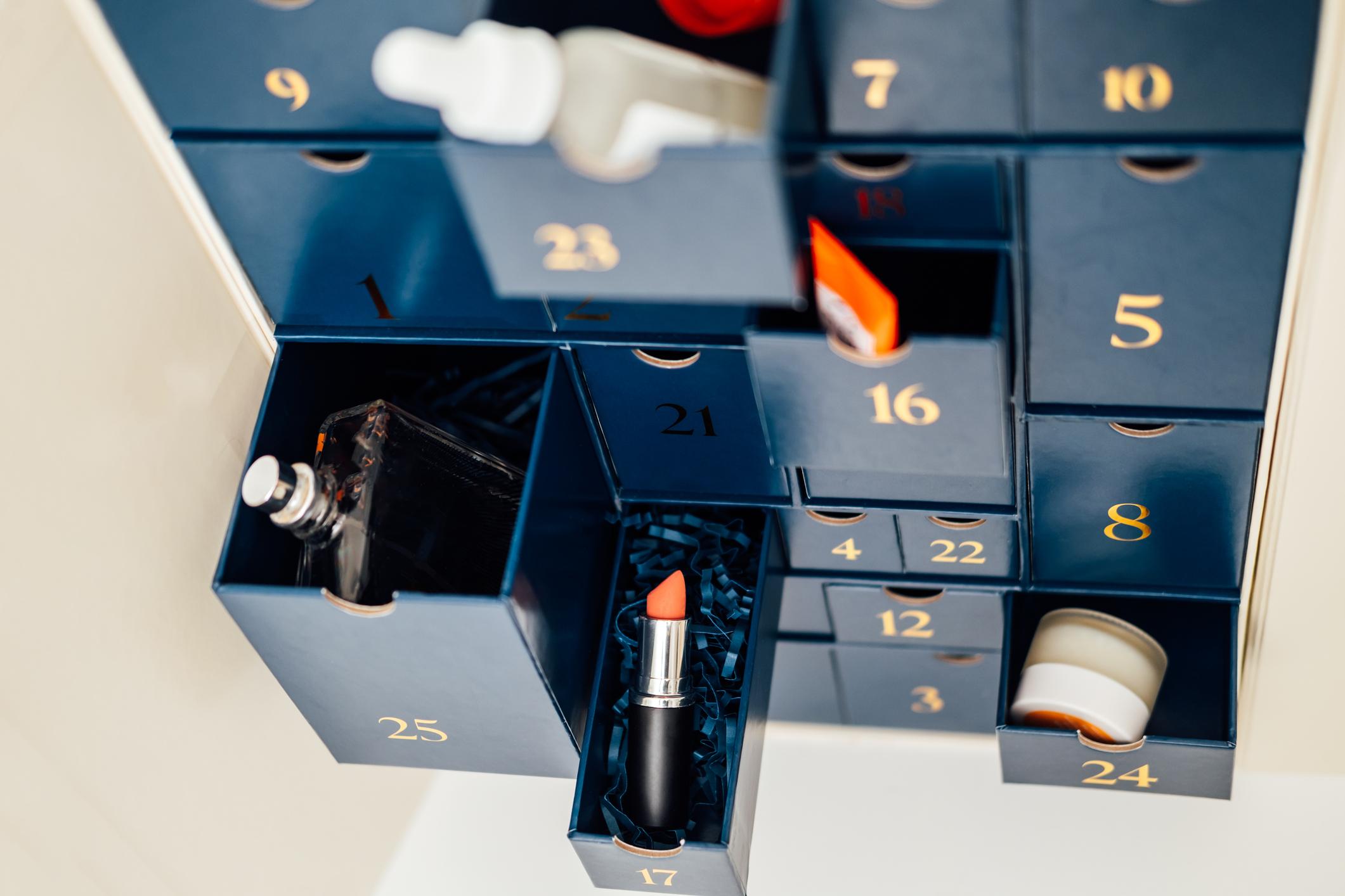 A navy blue beauty advent calendar.