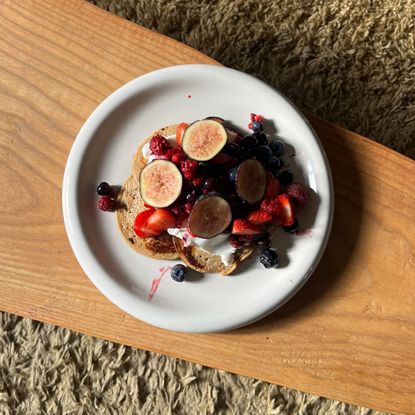 Health writer Ash S trying high protein lunches every day for seven days - on the left, tofu and rice. On the right, prawn pad Thai