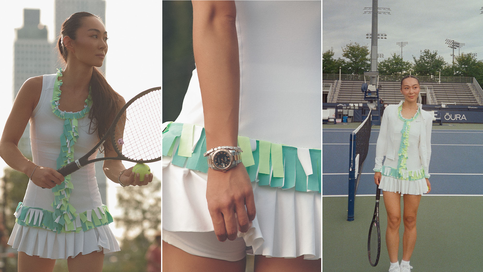 Claudia Li Johnson wearing her custom Nike look to play in the USTA Pro-Am.
