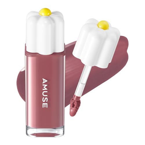 Amuse Seoul Daisy Flower Dew Tint (milky Rose) - Glossy Moisturizing Lip Stain, Watery Glow Lip Tint, Long Lasting Color, Dewy Finish, Vegan, Korean Beauty Makeup