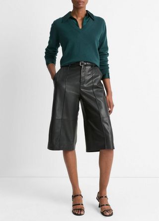 Mid-Rise Leather Long Short