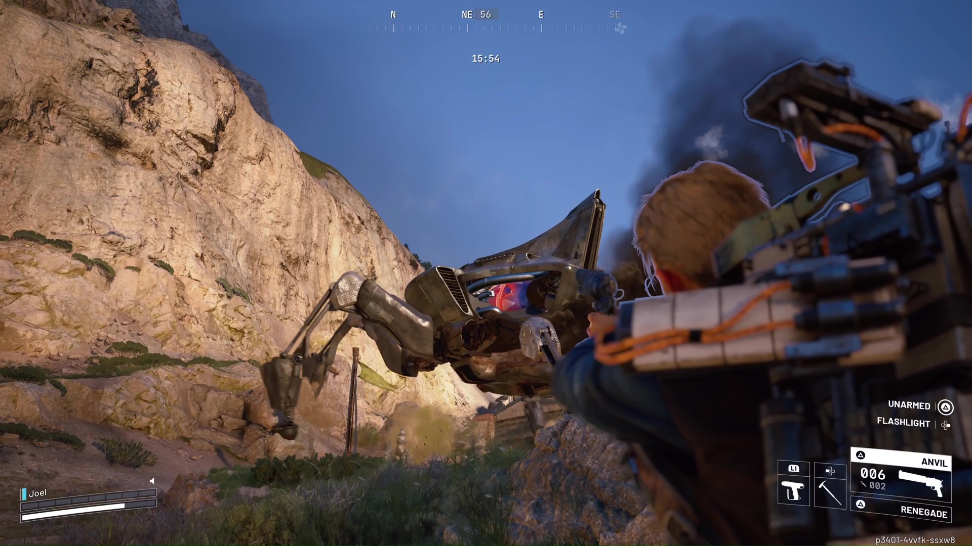 A player aims at a Matriarch's core, its weak point, in Arc Raiders