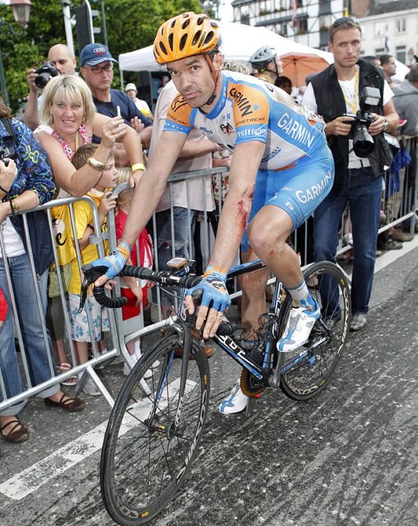 David Millar (Garmin-Transitions) looking none too pleased.
