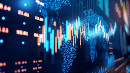 Trading graph on top of a digitized international map.