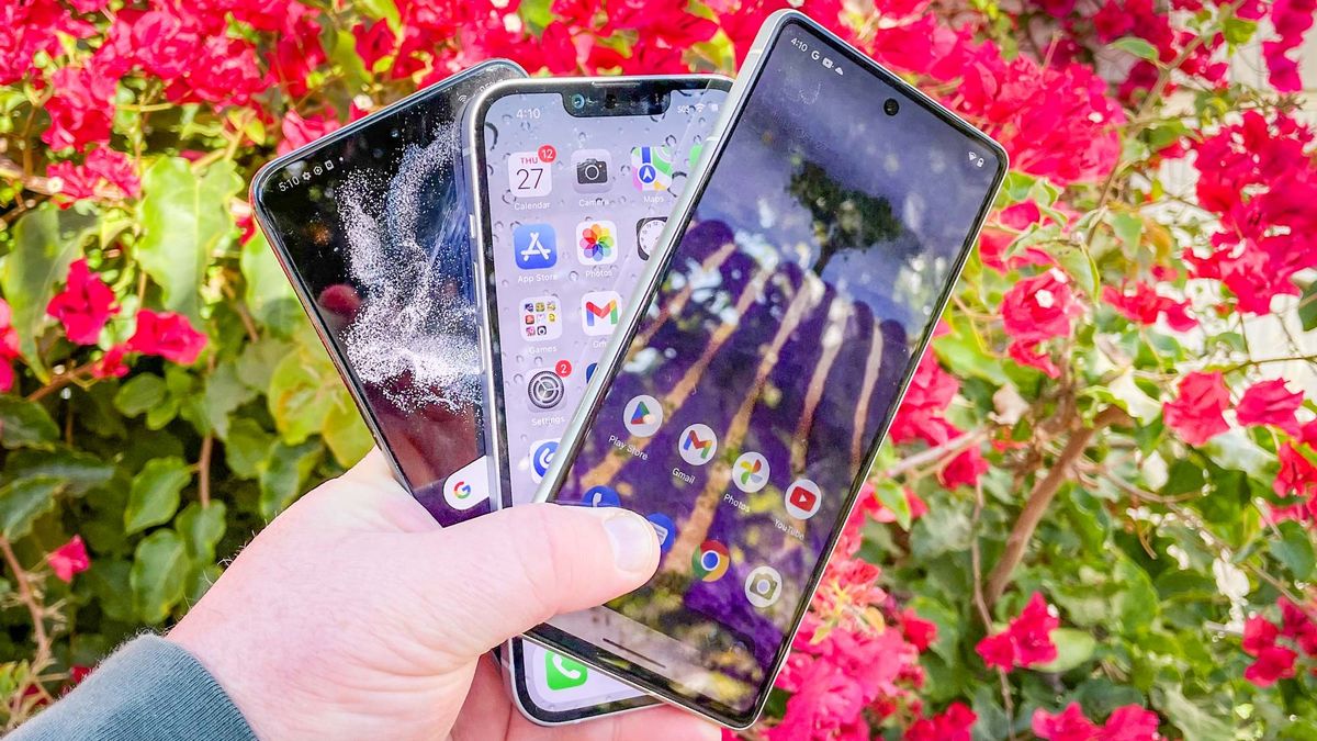 iPhone 14 vs Galaxy S22 vs Pixel 7 displays compared