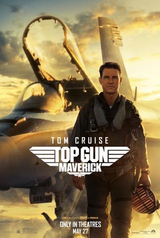Top Gun: Maverick poster Tom Cruise in pilot suit walking away from plane
