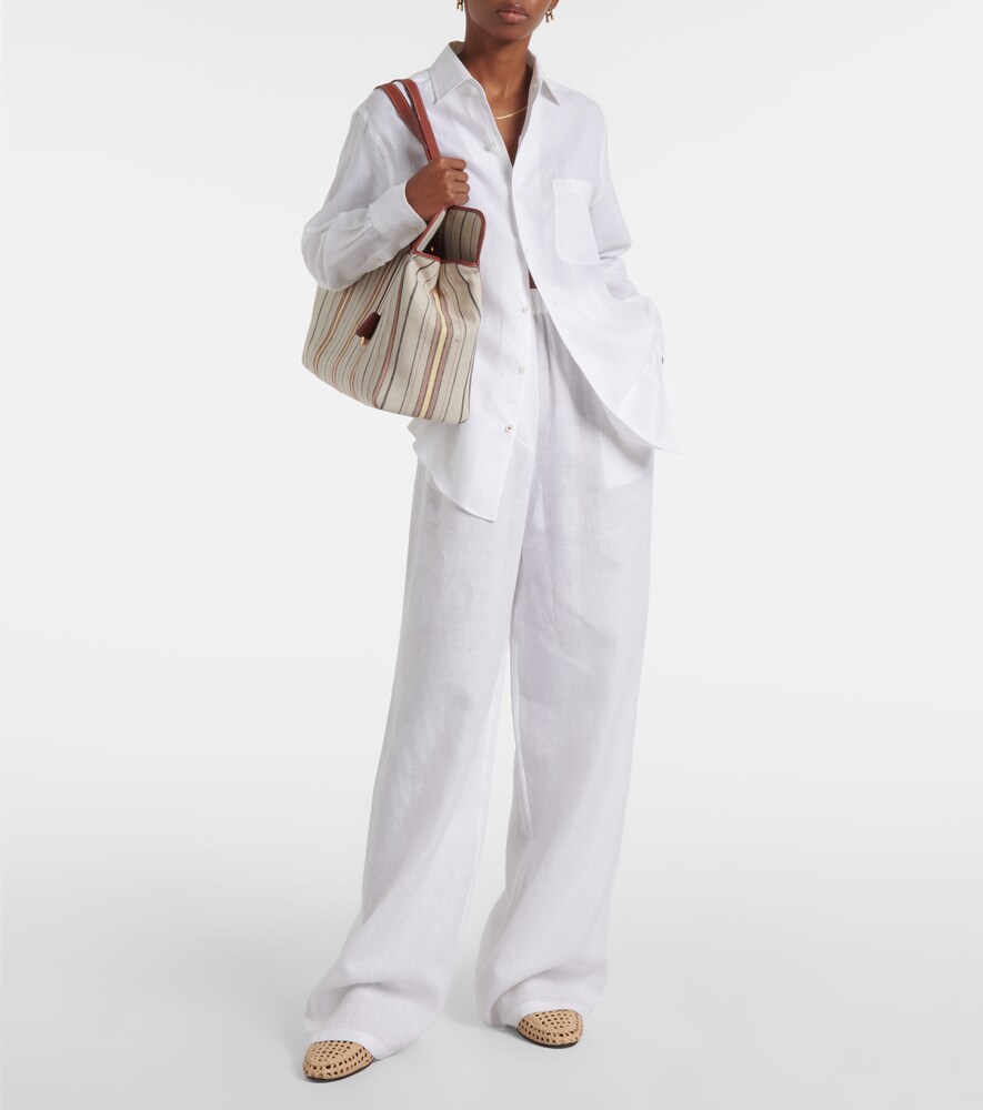Valerio High-Rise Linen Wide-Leg Pants