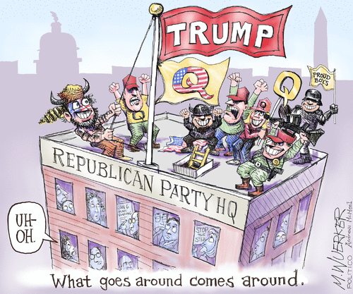 Political Cartoon U.S. gop qanon trump