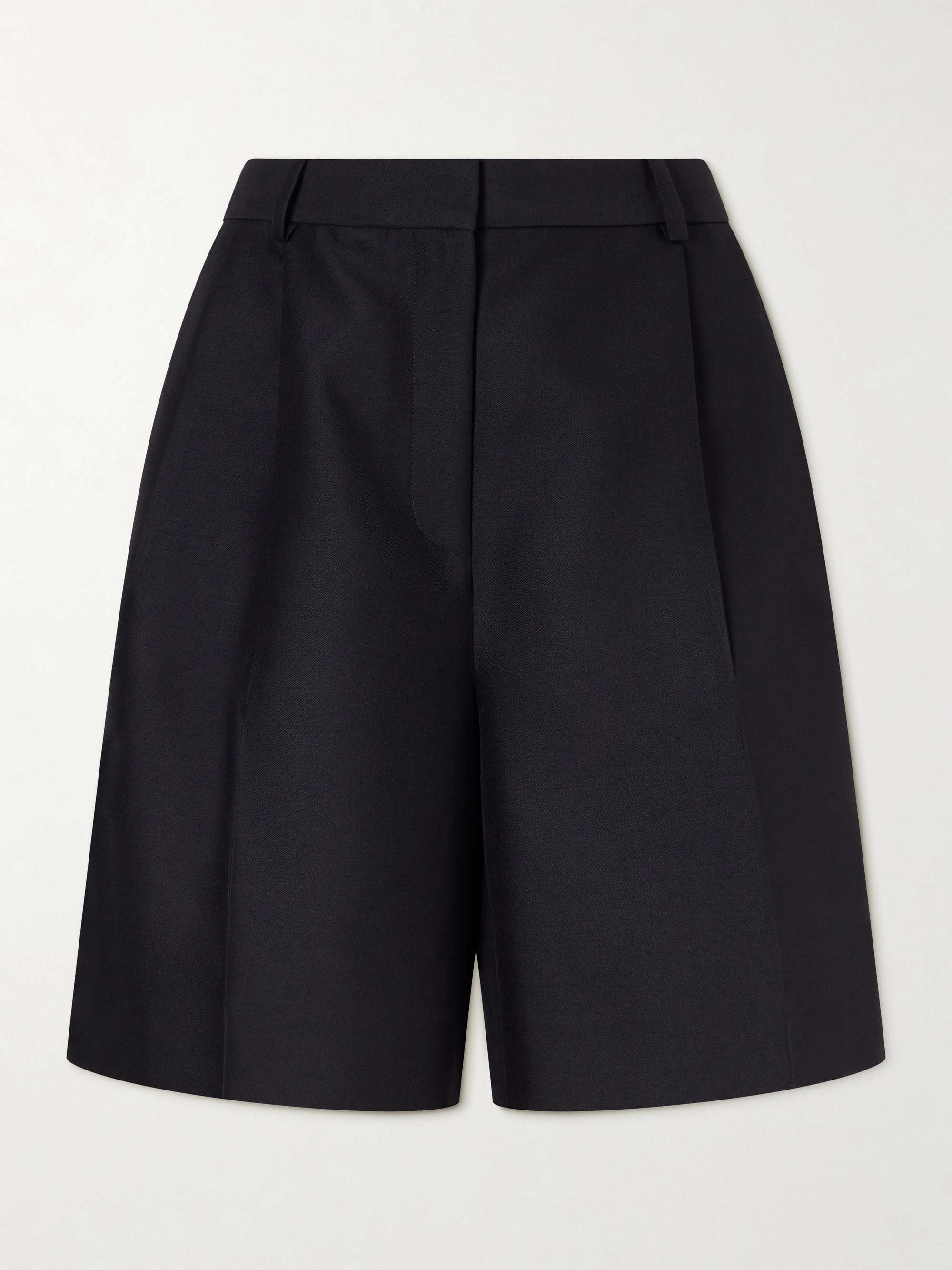 Pleated Wool and Silk-Blend Cady Shorts
