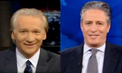 Bill Maher criticized Jon Stewart and Stephen Colbert for pretending that the "insanity is equally distributed in both parties." 