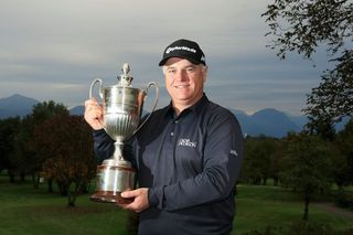 FAGAGNA, ITALY - OCTOBER 23: Stephen Dodd of Wales poses with the trophy after the final round of the Senior Italian Open presented by Villaverde Resort played at Golf Club Udine on October 23, 2016 in Fagagna, Italy. (Photo by Phil Inglis/Getty Images)