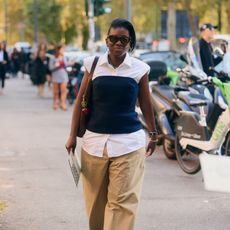 nikki ogunnaike wearing capsule wardrobe pieces