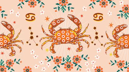 Canceri zodiac star seamless pattern. Cancer sign symbol stars Vector EPS10 , Design for fashion , fabric, textile, wallpaper, cover, web , wrapping and all prints.